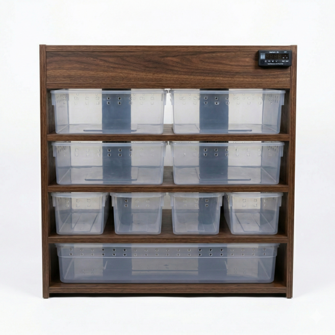 NRC 2열 파충류 온도조절 렉사육장, 4층, 1개, 월넛컬러