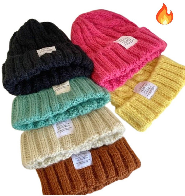 빛길컴퍼니 남녀공용 예쁜 겨울 도톰 니트 골지 꽈배기 비니 모자 숏비니