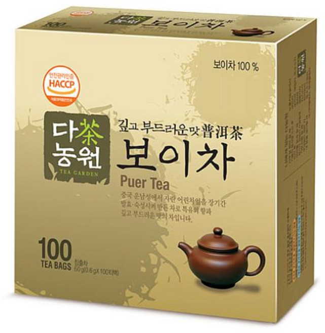 (다농원) 보이차 100티백 푸얼차 흑차 보이숙차, 1개