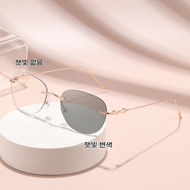 DZX 남녀공용 변색 블루라이트 자외선 차단 안경 초경량 무테 패션 선글라스 안경천+안경집