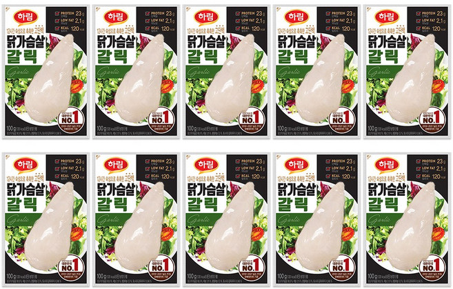 하림 닭가슴살 갈릭 100g, 10개