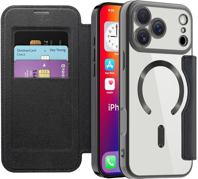 아이폰 17 프로 맥스 가죽 지갑형 맥세이프 카드수납 풀커버 휴대폰 케이스