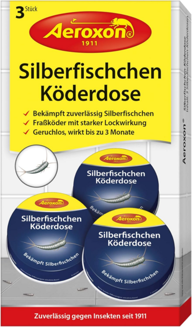 Aeroxon 아에로산 실버피쉬 미끼 박스 3팩 수생생물 좀벌레 무취 최대 3개월 효과 위생