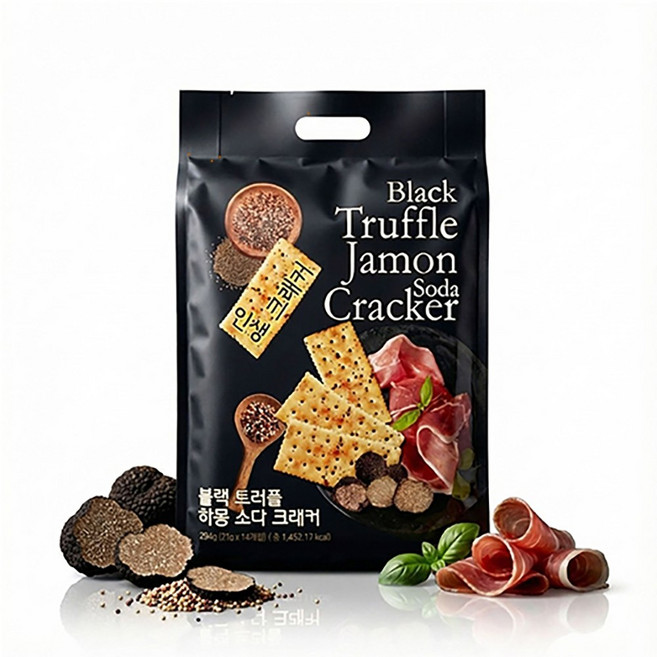 블랙 트러플 하몽 소다 크래커 맛있는 간식 만능 안주, 1개, 294g