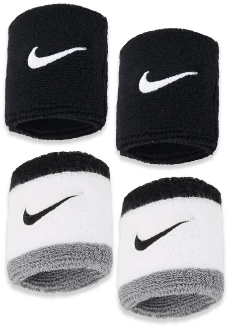 나이키 스우시 클래식 손목밴드, 블랙+화이트그레이혼합, 4개 - 쿠팡