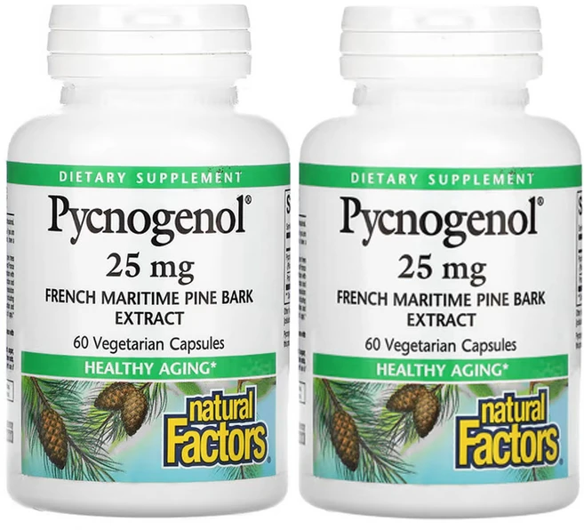 네츄럴팩터스 피크노제놀 25mg 식물성 캡슐 60정, 60회분, 2개 - 쿠팡