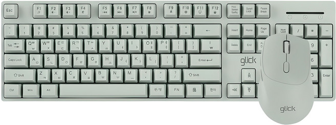 지클릭커 오피스프로 스탠다드 M 무선 키보드 + 인체 공학 무소음 마우스 세트, WMK60, 그린, 일반형