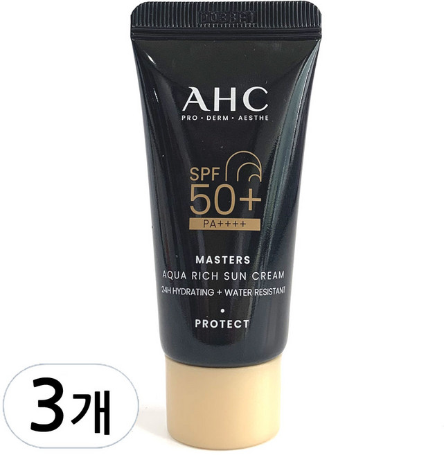 AHC 마스터즈 아쿠아 리치 선크림 SPF50+ PA++++, 10ml, 3개