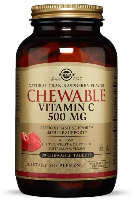 솔가 비타민 C 500mg 내추럴 크랜-라즈베리 츄어블 타블렛, 90정, 1개 - 쿠팡