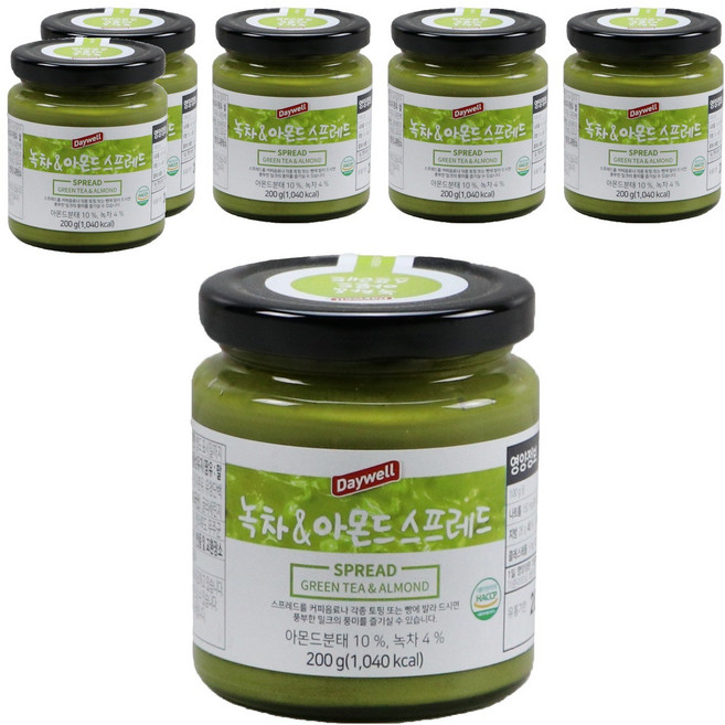 데이웰 녹차&아몬드 스프레드, 200g, 6개
