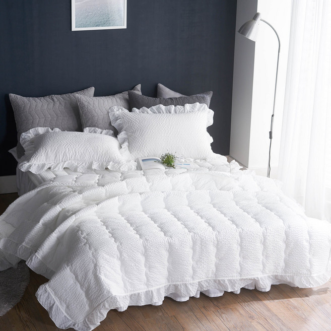 슬리안 국내생산 먼지없는 고밀도 아사 순면 리플 시원한 여름 쿨 차렵이불 세트