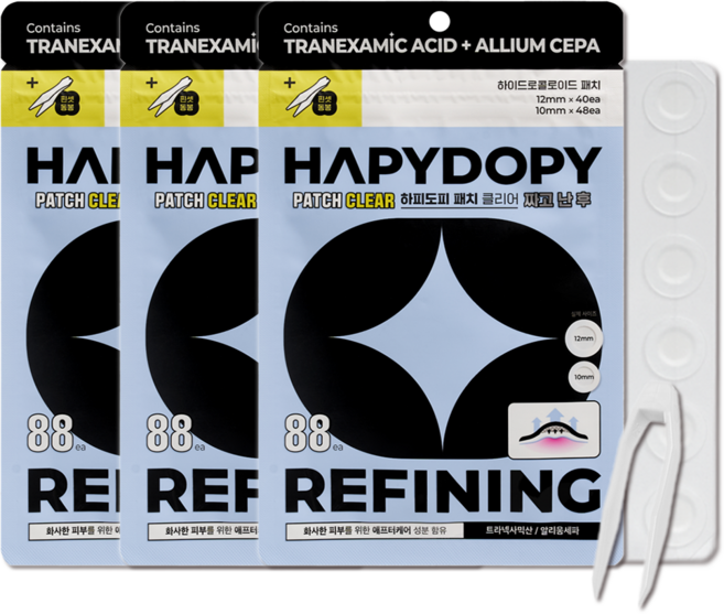 하피도피 트러블 패치 클리어 하이드로콜로이드 생활방수 여드름 뾰루지 스팟패치 애프터케어, 88개입, 3개