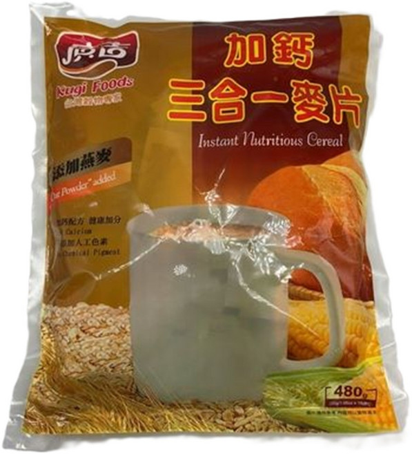 廣吉加鈣三合一麥片，高鈣營養，方便即食，美味早餐首選, 480g, 1個