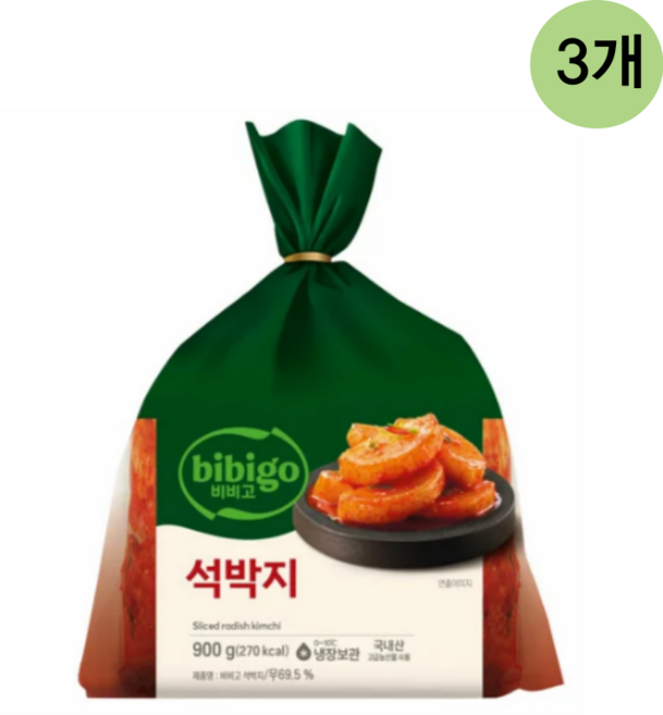 비비고 석박지 국내산 2.7kg, 3개, 900g