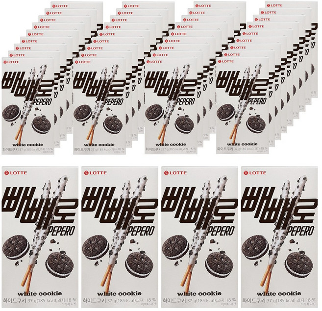 빼빼로 화이트 쿠키, 37g, 40개