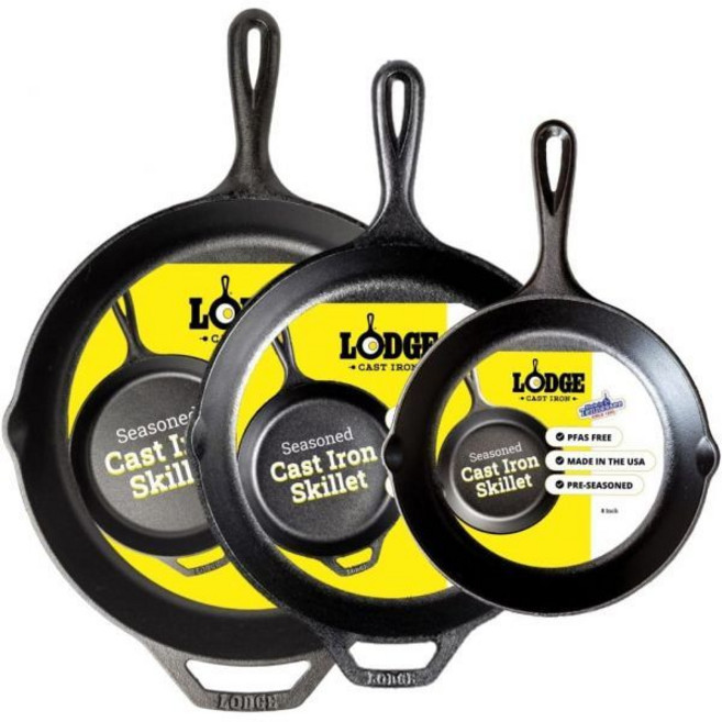Lodge 롯지 주물팬 3개 세트 무쇠팬 20cm 26cm 30cm 스킬렛, 8 Inch/ 10.25 Inch/ 12 Inch (3