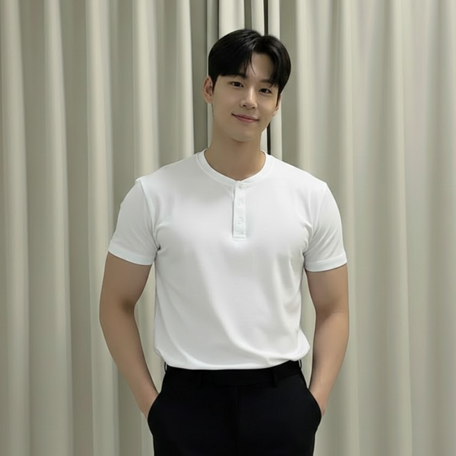 데일로엔 남자 데일리 머슬핏 무지 반팔 이너 티셔츠