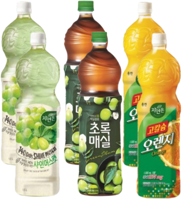 웅진샤인머스켓 / 초록매실 / 오렌지고칼슘 (1.5 PET 혼합 각각 2개씩)
