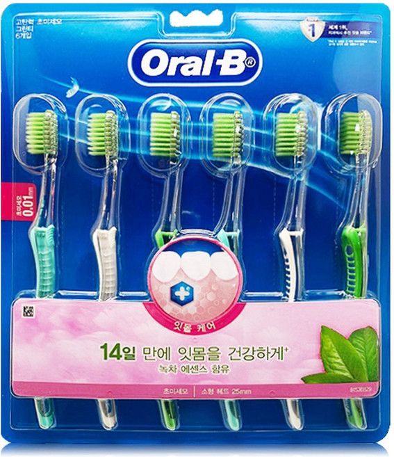 오랄비 초극세모 그린티 6개무배특가!, 6개입, 1개