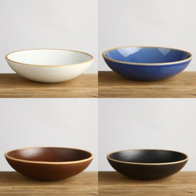 고급 식기 담소 오목 접시 볼 불고기 잡채 고급 한정식 플레이팅 도자기 그릇, 브라운, 1개