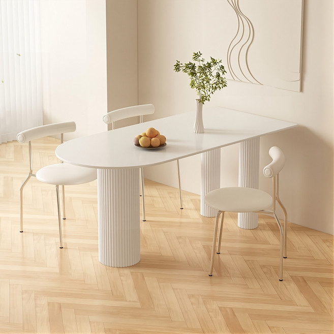 Hive 세라믹 식탁 1200 4인용 식탁세트 의자 포함 사이드 테이블, 4인식탁의자세트1200*700mm, 화이트, 일반의자 4