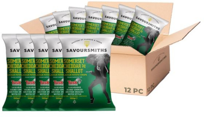 SAVOURSMITHS 감자칩 트러플 로즈마리 맛 글루텐 프리 MSG 무첨가 비건 크리스 채식주의자 친화적 고급 수제 영국 간식 12개입 150g, 서머셋 체다와 샬롯, 5.3 온스 (12팩), 1개