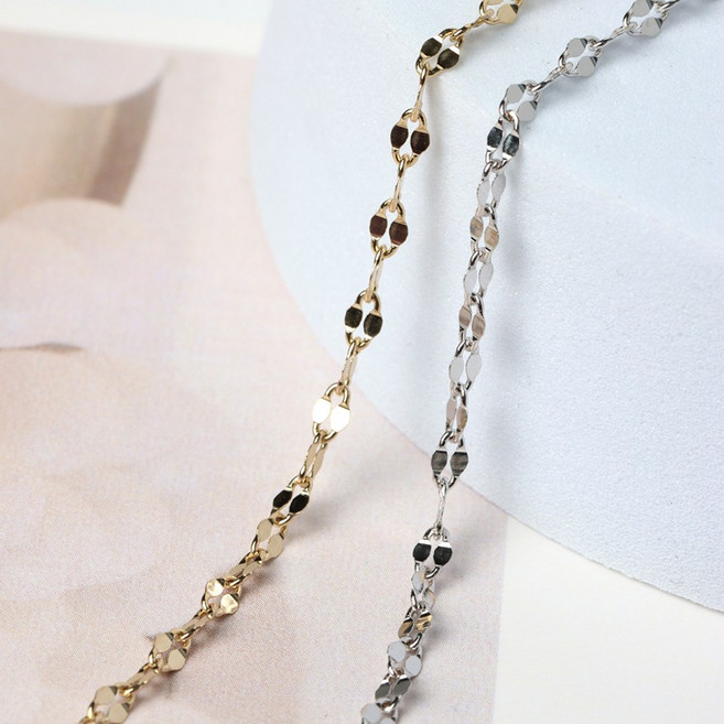 오로프 전체 14K 금 굵고 튼튼한 잠자리 목걸이 3푼줄 5푼줄 체인 42cm