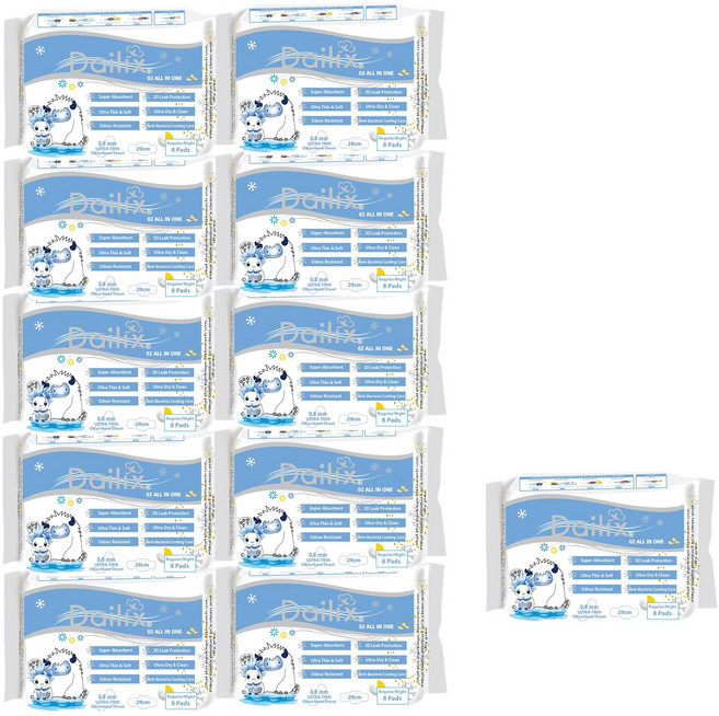 Dailys 涼感抑菌衛生棉 29cm 8片裝, 10個, 8片, 夜用