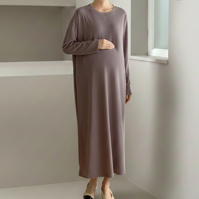 [당일출고] 수엠W 여성 임부용 긴팔 롱원피스 루즈핏 편한 데일리 외출룩 C15 컴포원피스