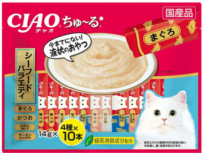 풍부한비타민함유 씨푸드버라이어티 고양이츄르40개입, 참치 버라이어티, 14g, 40개