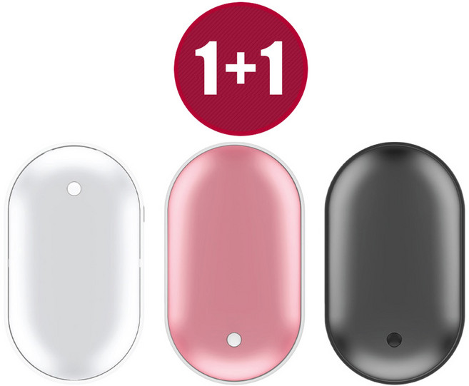 1+1 뉴미셀 대용량 5000mAh 손난로 보조배터리 핫팩 핫펙 양면 휴대용 USB충전식, 블랙+블랙