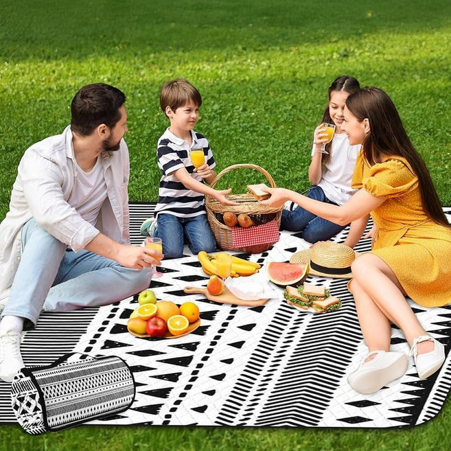 Britown Nesphy Picnic Beach Blankets 79\" x 59\" Waterproof Sandproof Foldable Outdoor Blanket Thr, Simple Lines 01, 1개