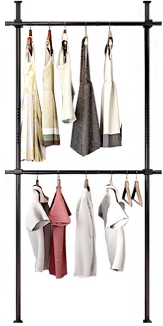 棒棒家居 25mm頂天立地衣架 (2豎2橫 / 附撐衣桿), 黑色