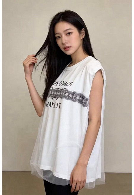 韓國新款春裝 蕾絲網紗時尚背心
