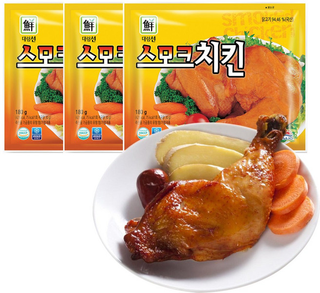 사조 대림 스모크치킨 180g X 10개 / 훈제치킨 통닭다리살 통다리살 캠핑 윙 봉, 1.8kg, 1개