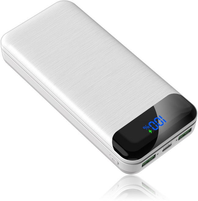 KLIFE 대용량 고속충전 보조배터리 20000mAh 퀵차지 3.0 PD 22.5W LCD 잔량표시, 화이트, PD-Q2