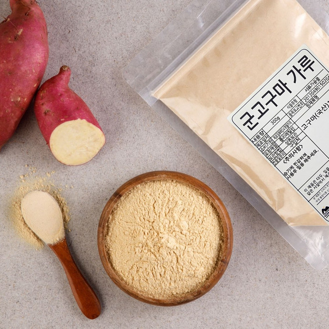 싸리재 달콤한 [ 군고구마 가루 300g ] 무설탕 유기농 고구마 라떼 가루 분말 홈베이킹, 1개