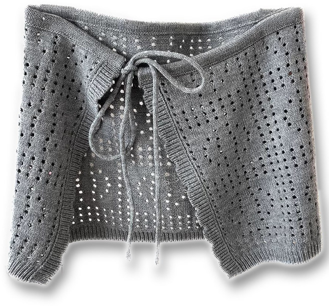 하이유니 [감성한겹] 레트로 프렌치 니트 레이어드 랩 스커트