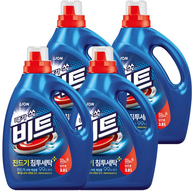 비트 진드기 침투세탁 액상세제 일반용 본품, 3L, 4개