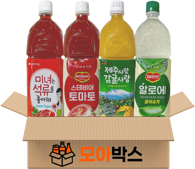[모아박스] BEST 델몬트 롯데 과즙음료 미녀 석류 토마토 제주 감귤 알로에 4종, 1세트, 1500ml