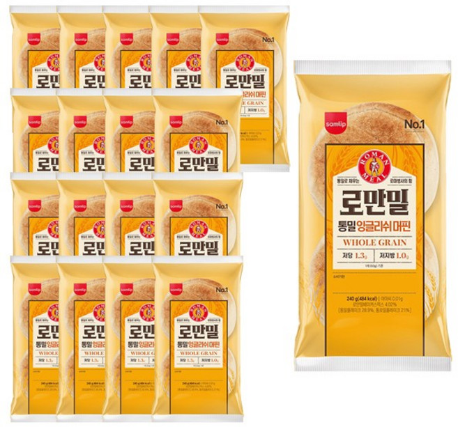 삼립 로만밀 통밀 잉글리쉬머핀 240g (4개입) x 7개 / 맥머핀 냉동 모닝빵 아침대용 간편식