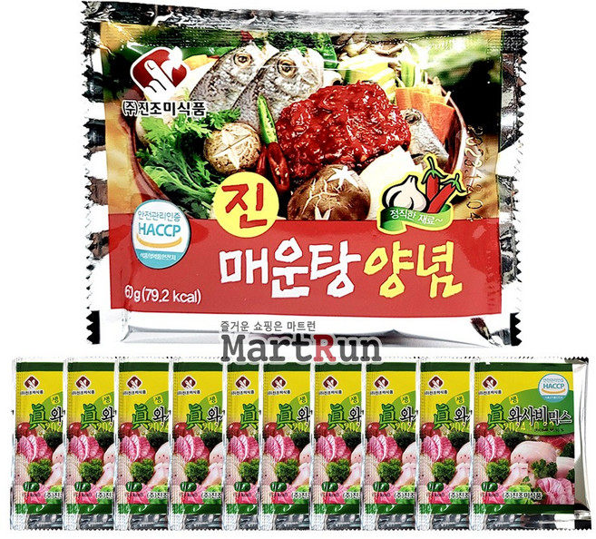 (진조미) 진 매운탕 양념 60g x 10개 + 진 와사비 믹스 10g x 10개 횟집 매운탕 찌개양념