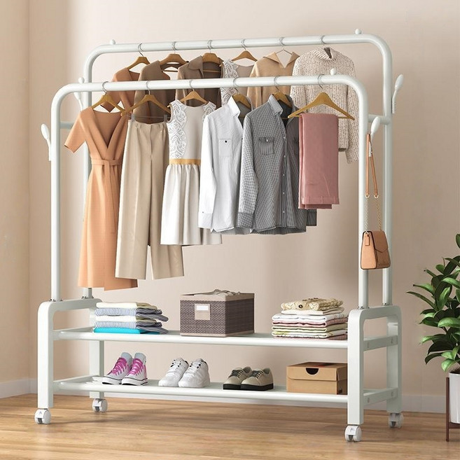 TaiStar 바닥형스탠드의류건조대발코니옷건조대실내 옷걸이간편한의류및모자걸이기숙사옷걸이 T856-024, 흰색