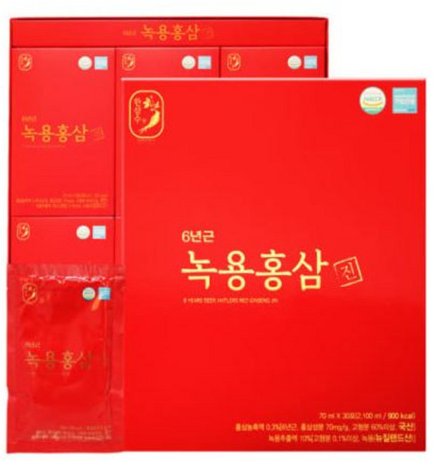 부모님 효도 선물 농협 6년근 녹용 홍삼 진 70ml 30포, 2.1L, 1개