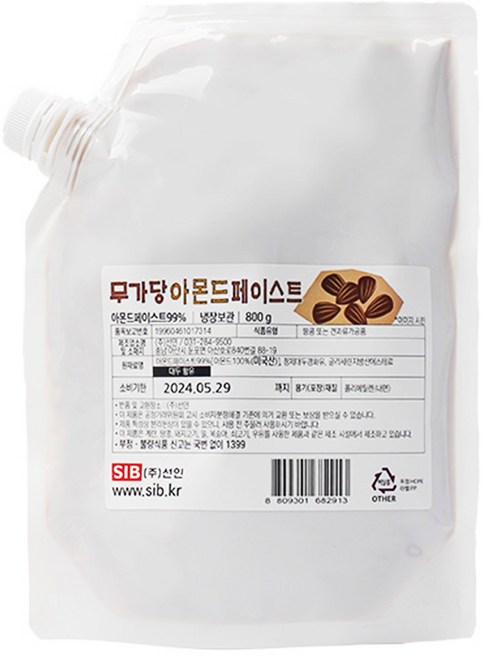 무가당 아몬드 페이스트 800g, 1개