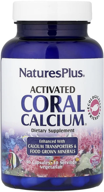 NaturesPlus 활성화된 산호 칼슘 90 베지 캡, NaturesPlus활성화된산호칼슘90베지캡, 1개 - 쿠팡