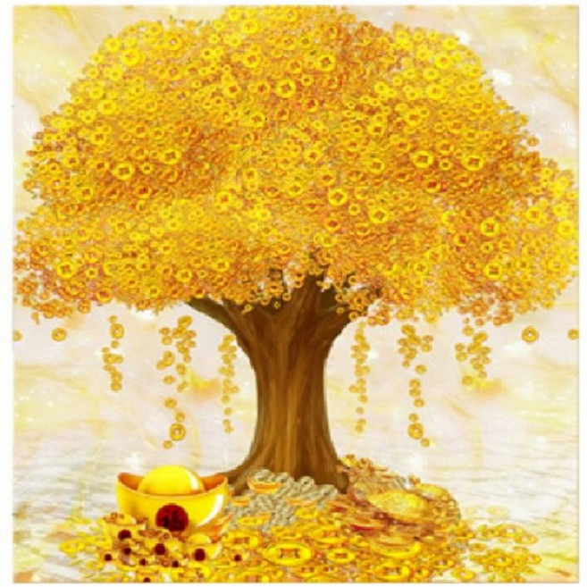 하루클래스 LED 캔버스형 보석십자수 집순이 취미 키트, 18. LED 금은보화 나무, 1개