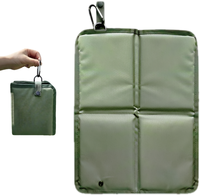 다마네 카라비너 휴대용 방수 접이식 방석 등산 방석, 밀리터리 그린