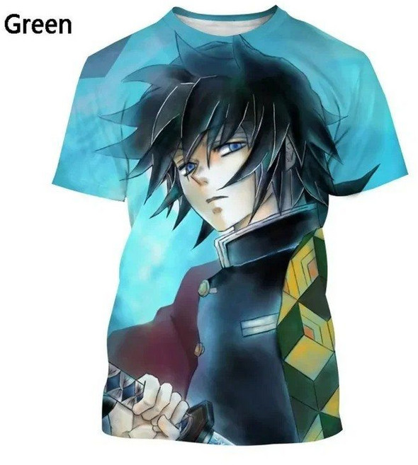 여름 악마 킬러 티셔츠 3D 프린트 남성 및 여성 캐주얼웨어 만화 캐릭터 Kimetsu No Yaiba 반팔