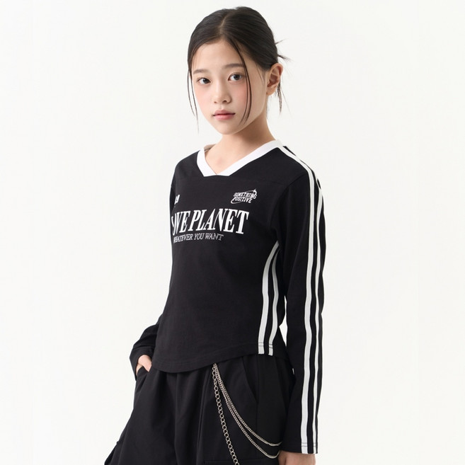 NC충장점 <<25년 봄 신상>> 더데이걸 두 줄 브이넥 긴팔티 TGLA25103 #세크롭티 #긴팔티